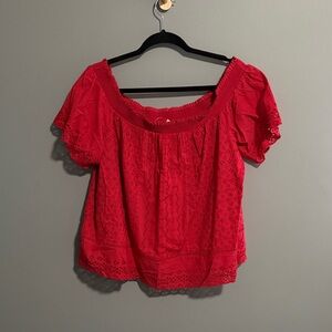 Reitmans Red Eyelet Blouse